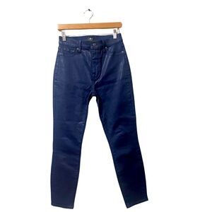 7 For All Mankind Navy Coated High Waist Ankle Jeans Size 28